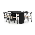 Matgrupp Bark Kopparbo Rektangulärt Matbord 200x90 cm med 6 Dastoori Matstol Svart