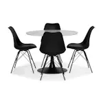 Matgrupp Basic Home Caitly Runt Matbord 100 Svart Bas cm med 4 Shell Matstol