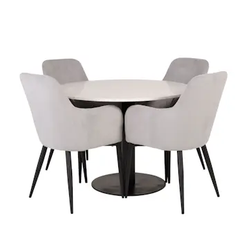Matgrupp Venture Home Roxanna Vit Bord med 4 Corina Stolar