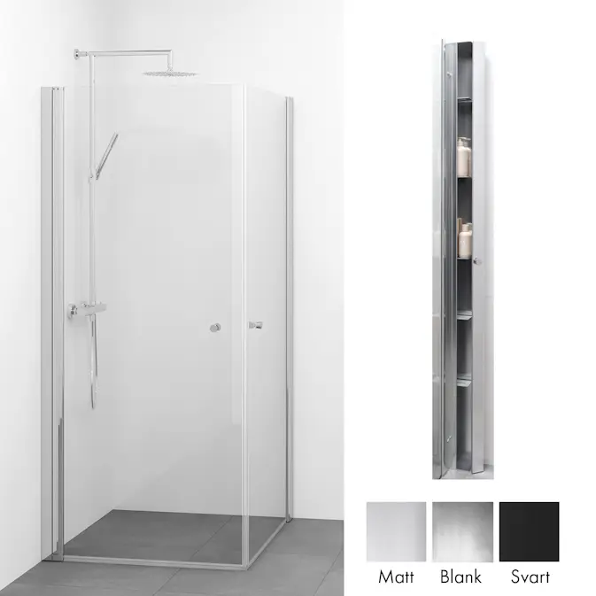 Duschpaket Macro Design Spirit Duschhörn Rak med Sky Duschhylla