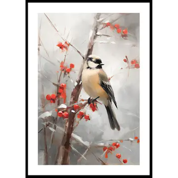 Poster Gallerix Bird And Red Berries