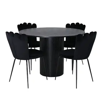 Matgrupp Venture Home Bianca Rund med 4 Limhamn Light Stolar