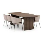 Matgrupp Bark Richeto Rektangulärt Matbord 240 cm Rökt Ek med 6 Evelina Matstol