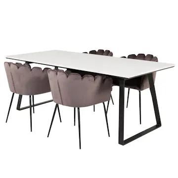 Matgrupp Venture Home Estelle med 4 Limhamn Rektangulär Stolar