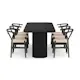 Matgrupp Bark Kopparbo Rektangulärt Matbord 200x90 cm med 6 Dastoori Matstol Svart