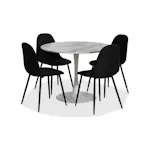 Matgrupp Basic Home Caitly Runt Matbord 100 cm Vit Bas med 4 Nibe Matstol