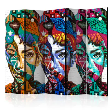 Rumsavdelare Skärmvägg Arkiio Colorful Faces II 225x172 cm