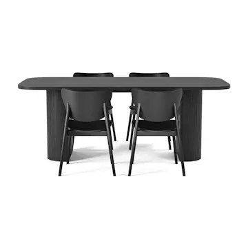 Matgrupp Bark Kopparbo Rektangulärt Matbord 200 cm med 4 Matstol Jerup