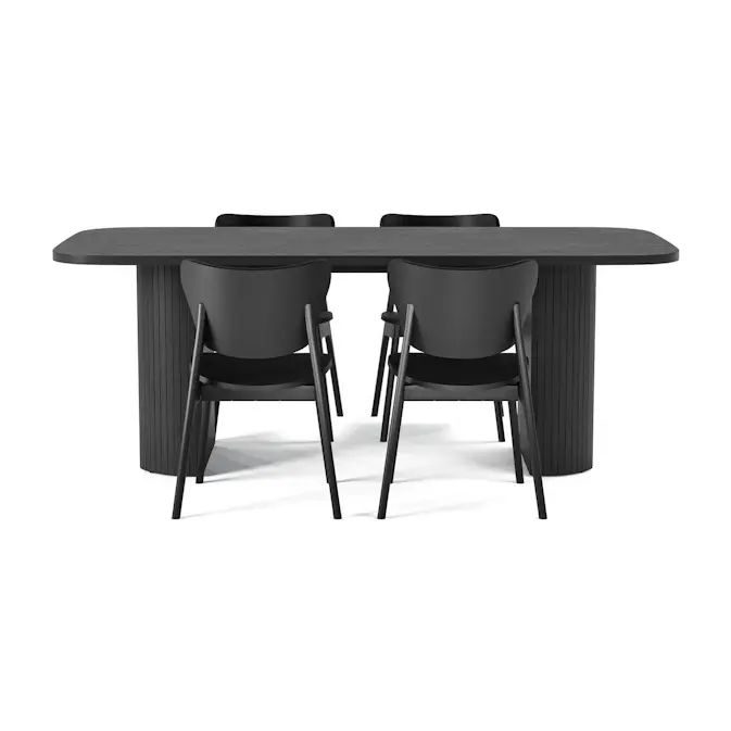 Matgrupp Bark Kopparbo Rektangulärt Matbord 200 cm med 4 Matstol Jerup