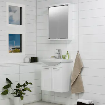 Möbelpaket Noro Fix Matt Vit Ramlucka Spegelskåp