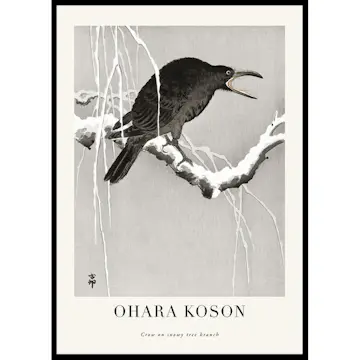 Poster Gallerix Crow On Snowy Tree Branch No1 By Ohara Koson