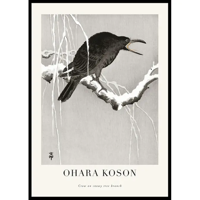 Poster Gallerix Crow On Snowy Tree Branch No1 By Ohara Koson