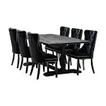 Matgrupp Bloomington Dijon Rektangulärt Matbord 200 cmmed 6 Bergviken Matstol Sammet