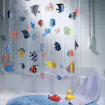Duschdraperi Spirella Fish multicolor 180x200