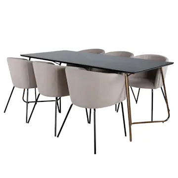 Matgrupp Venture Home Annika med 6 Bergen Stolar Polyester