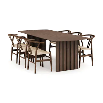 Matgrupp Bark Richeto Rektangulärt Matbord 240 cm med 6 Dastoori Matstol