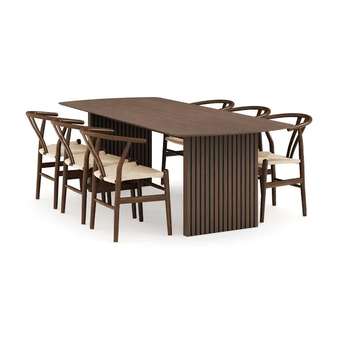 Matgrupp Bark Richeto Rektangulärt Matbord 240 cm med 6 Dastoori Matstol