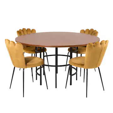 Matgrupp Venture Home Copenhagen med 4 Limhamn Light Guld Stolar