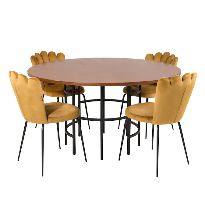 Matgrupp Venture Home Copenhagen med 4 Limhamn Light Guld Stolar