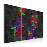 Tavla Arkiio Karta Över Sverige Färgade Namn Städer Triptych