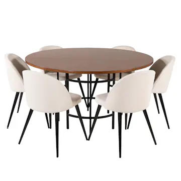 Matgrupp furniture/fashion Copenhagen med 6 Valentina Sammet Stolar