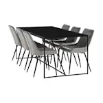 Matgrupp Basic Home Indy Rektangulärt Matbord 180 cm med 6 Hennebyn Matstol