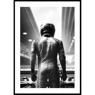 Poster Gallerix Race Car Driver B&W