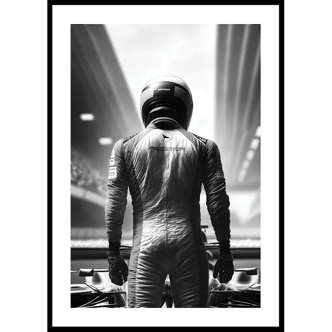 Poster Gallerix Race Car Driver B&W