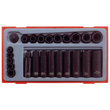 Krafthylssats 24 delar med 1/4 tum och 3/8 tum fyrkantsfäste Teng Tools TT9024