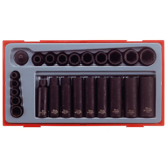 Krafthylssats 24 delar med 1/4 tum och 3/8 tum fyrkantsfäste Teng Tools TT9024