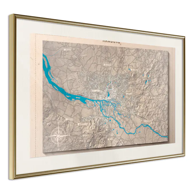 Poster Artgeist Affisch Isometric Map Hamburg