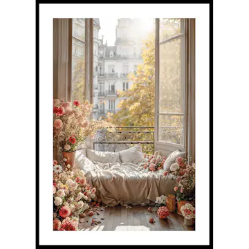 Poster Gallerix Flowers By The Open Window