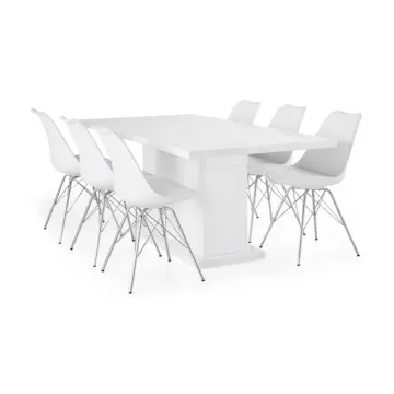 Matgrupp Concept 55 Ratliff Rektangulärt Matbord 180-220 cm Förlängningsbart med 6 Shell Matstol