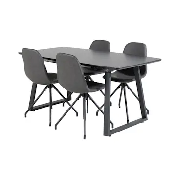 Matgrupp Venture Home Ina med 4 Pobbie Stolar Konstläder