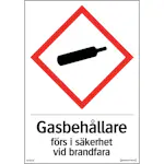 Skylt Systemtext Gas Brandfarlig Dekal