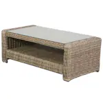 Soffbord Ute VILA Natur Rottingbord med Glasskiva