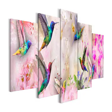 Tavla Arkiio Colourful Hummingbirds Pink 5 delar