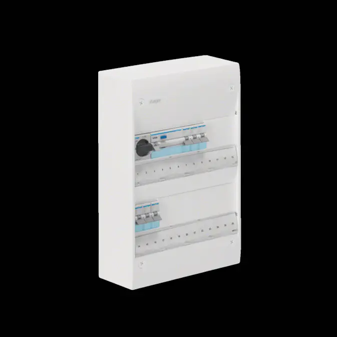 Plastkapsling Hager Gamma Förmonterad Bestyckad med HB, JFB, DVB