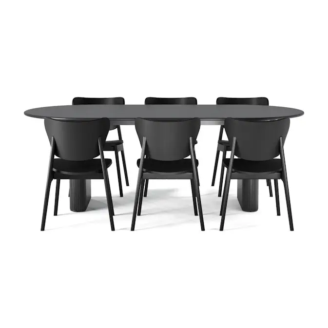 Matgrupp Bark Noira Matbord 220 med 6Jerup Matstol