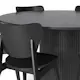 Matgrupp Bark Kopparbo Runt Matbord 150 cm med 6Jerup Matstol Svart