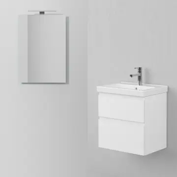 Möbelpaket INR Viskan Grip med Spegel Feel, Grepplist och Tvättställ med 2 lådor