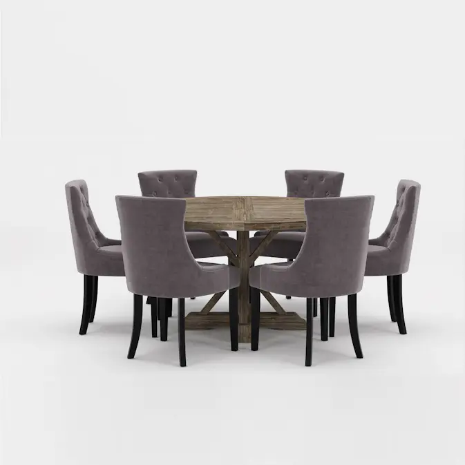 Matgrupp Bloomington Lyon Runt Matbord 150 cm med 6 Viktoria Matstol