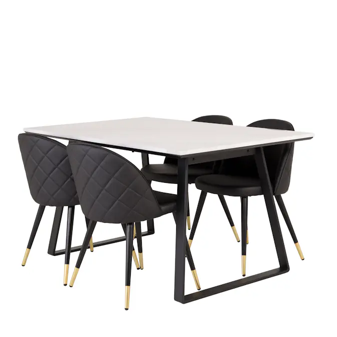 Matgrupp Venture Home Estelle 140 med 4 Valentina Stolar Läder