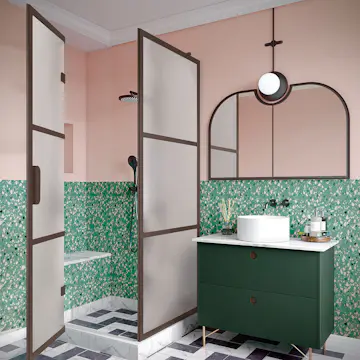 Duschhörn Hietakari Bläk 888 Tokyo Fast Vägg och Vikbara Dörr