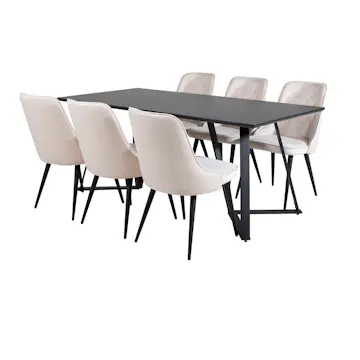 Matgrupp Venture Home Madde med 6 Vera Stolar Sammet