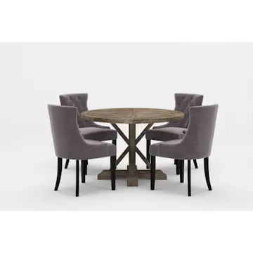 Matgrupp Bloomington Lyon Runt Matbord 120 cm med 4 Viktoria Matstol Sammet