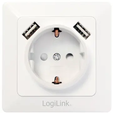 Vägguttag LogiLink 230V Med 2xUSB 2,1A