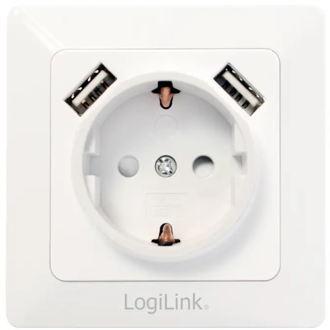 Vägguttag LogiLink 230V Med 2xUSB 2,1A