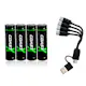 Batteri Coast Uppladdningsbara AA 1,5V 2400 mAh 4-pack inkl Laddningskabel