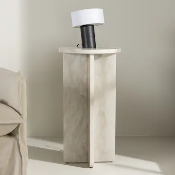 Sidobord Venture Home Ålesund Hög Runt Bord/Piedestal med Marmorlook